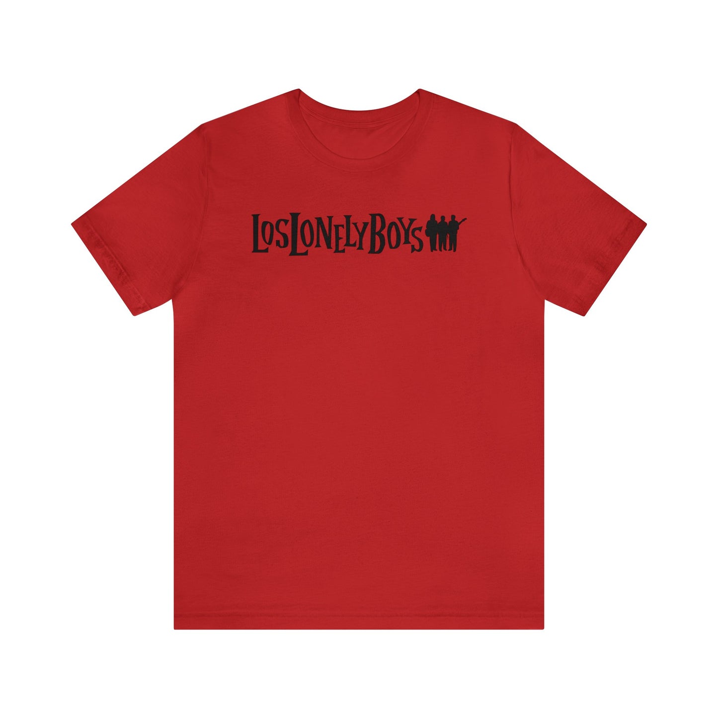 Red shirt with black Three brothers logo.